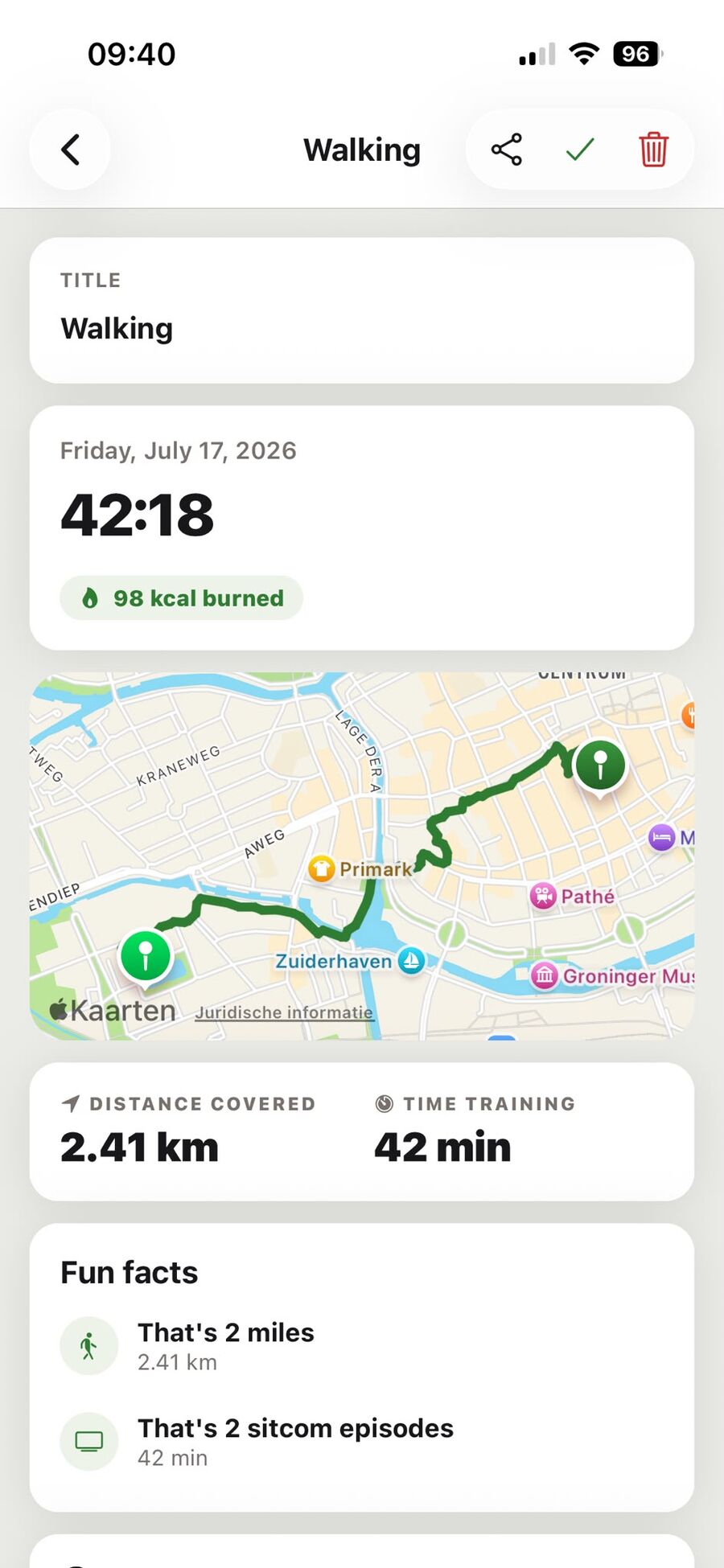 GPS-Routenkarte eines geloggten Laufs in Rep N Prep